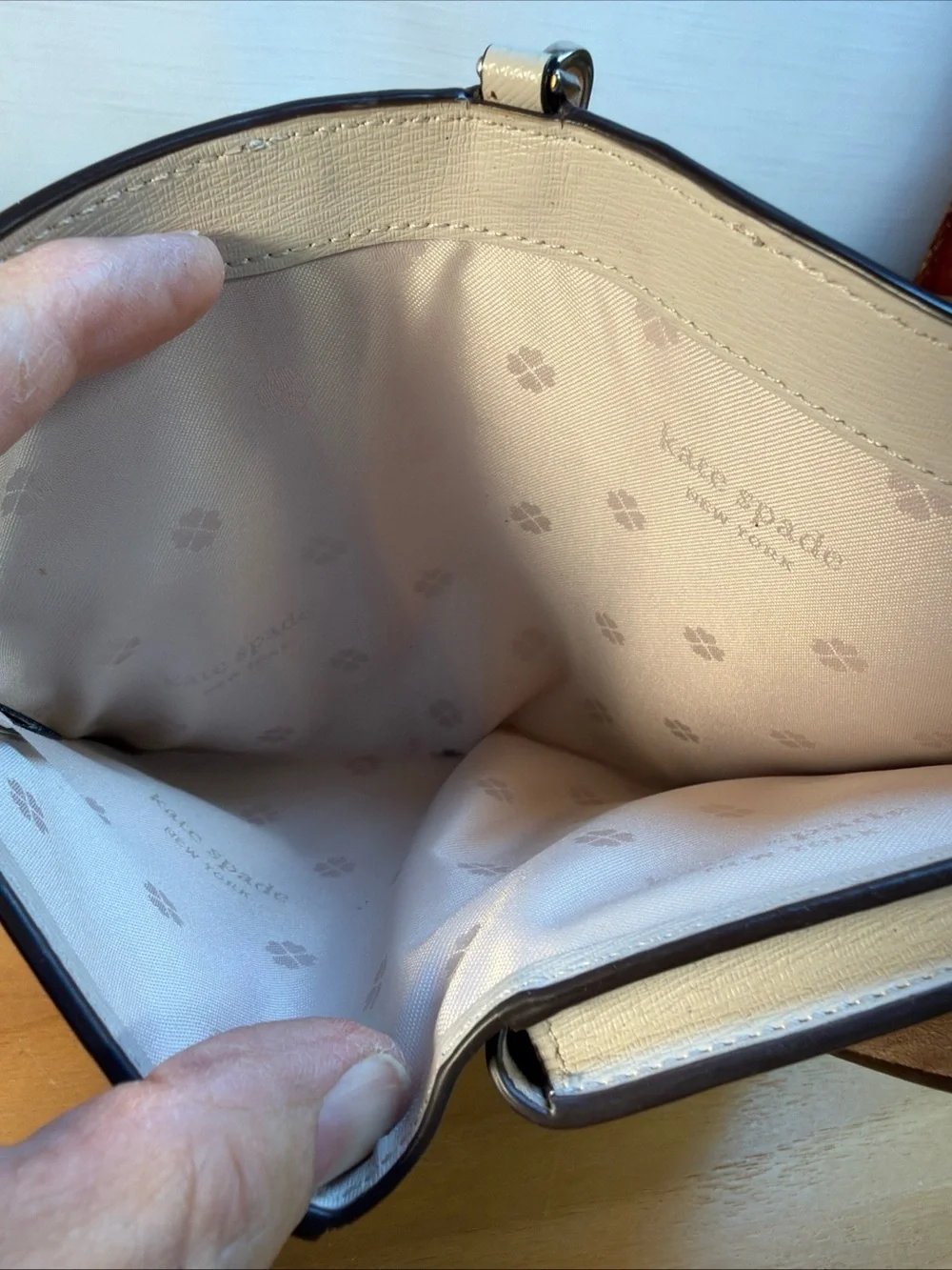 Kate Spade NY Spencer Compact Wallet Wristlet Pink Two-Tone Saffiano Leather